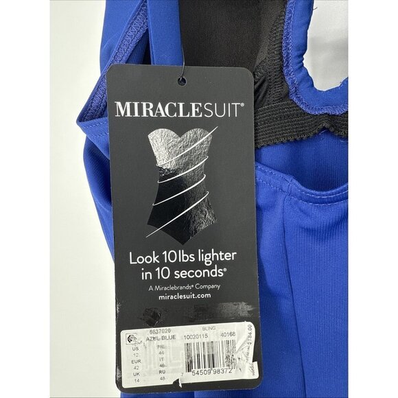 Miraclesuit Women’s Size 12 Blue Razzle Dazzle Bling One Piece Swimsuit New - Picture 5 of 8